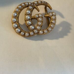 GUCCI Double G Pearl embellished belt buckle